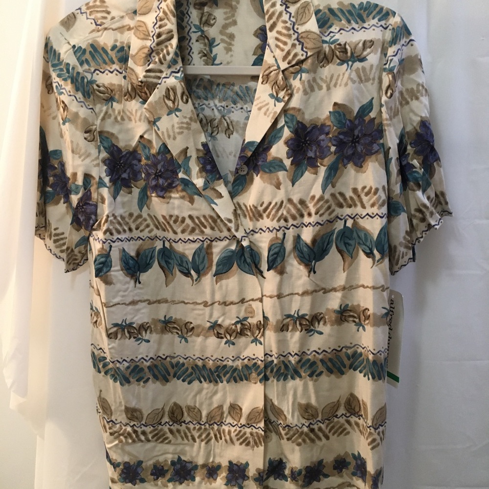 Alfred Dunner Women’s Size 10 Short Sleeve Multicolored Button Down Shirt - Picture 2 of 7